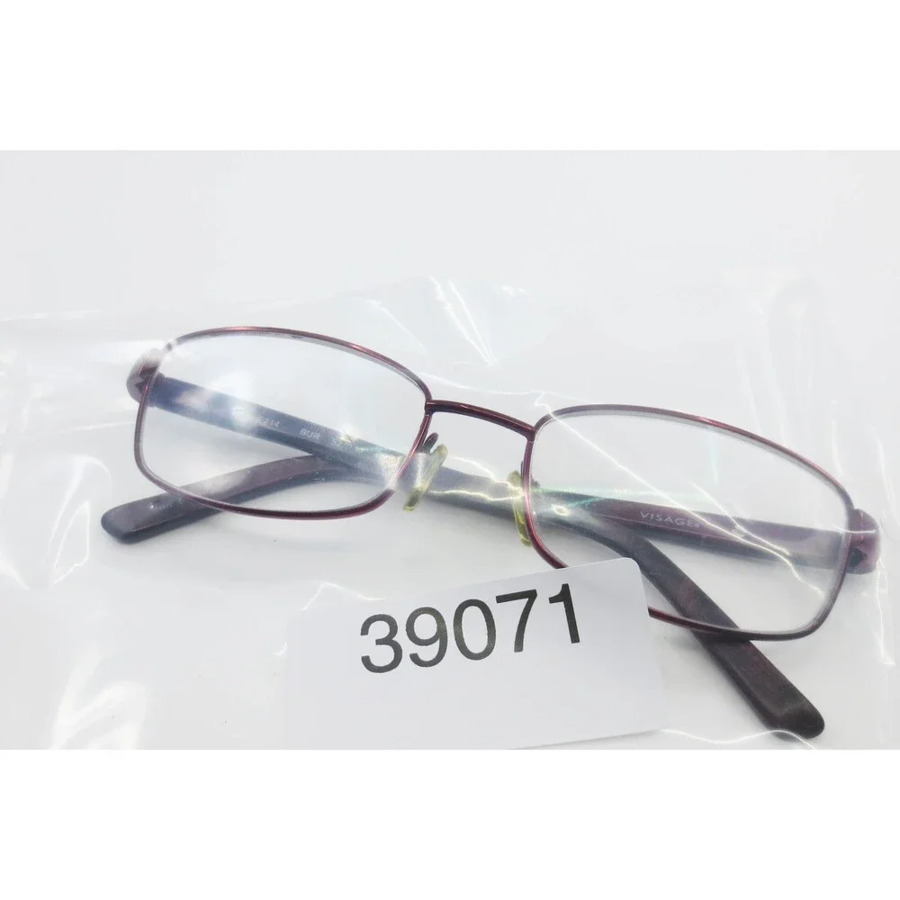 Visage E214 Burgundy Rectangular Eyeglass Frames 52-17-135 Studded Temples BUR